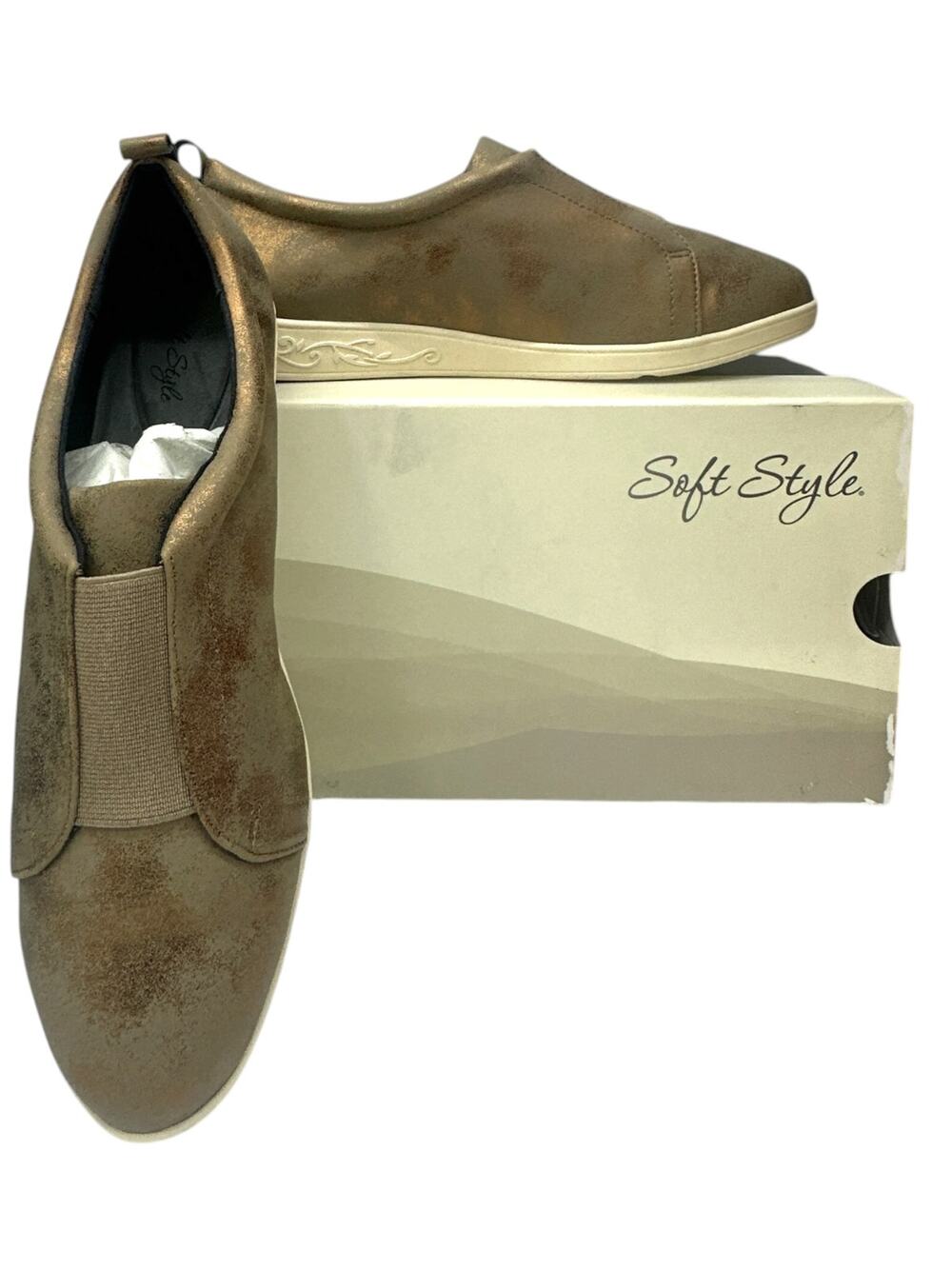 Soft Style Parisa Slip-On Sneaker Women 9.5 Wide Bronze Metallic Comfort